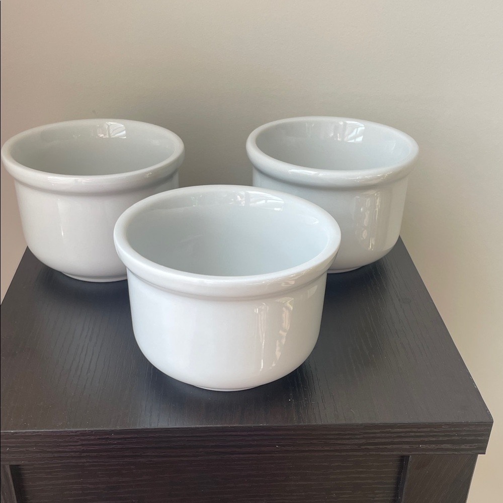 Vintage BIA (3) white heavy thick chili bowls Made in Brazil EUC